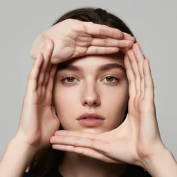 photograph of a face made of hands