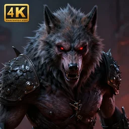 a digital art close up portrait of werewolf demon from warhammer, scary werewolf character sheet, 4 k, ultra detail, volumetric lighting, unreal engine, octane render