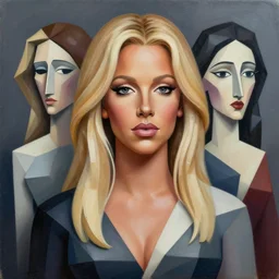 3 d cell shaded portrait painting of britney spears, 3 d cell shaded cubism, in the style of picasso 3 d cell shaded, elegant, highly detailed, artstation, art by picasso 3 d cell shaded unreal engine