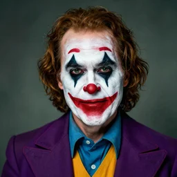 a portrait of stephen king with clown makeup on