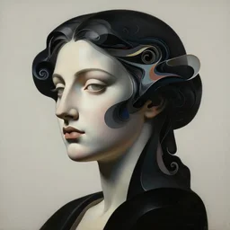 epic concept art. abstract beautiful female face silhouette mixing with black and color liquid fluid. abstract sculpture. art deco swirls. minimalism. 8 k render, realistic, photography, hyper realistic painting. masterpiece, michelangelo, francois boucher, botticelli. matte painting. greg rutkowski, wlop, victo ngai, kandinski