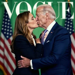 passionate kiss biden with trump editorial photoshoot green lighting stylish vouge