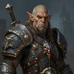 portrait of ron perlman as an orc, painted by greg rutkowski and craig mullins, artstation, warcraft, highly detailed, 8 k, high quality