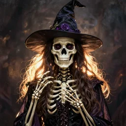 Portrait of a witch skeleton by greg rutkowski
