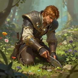 photorealistic picture of a man gardening, deep focus, d & d, fantasy, intricate, elegant, highly detailed, digital painting, artstation, concept art, matte, sharp focus, illustration, hearthstone, art by artgerm and greg rutkowski and alphonse mucha