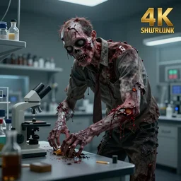 An person becoming a zombie in a laboratory, ArtStation, concept art, octane render, trending on artstation, artstationHD, artstationHQ, unreal engine, 4k, 8k