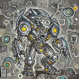 snarling mechanical beast, insectoid, glowing, ian miller, warhammer 4 0 k, tyrannid, tardigrade