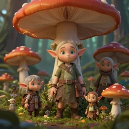 Close up hyper detailed fantasy mushroom elf elves in the forest digital art, 4k, artstation deviantart concept art studio lighting