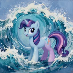 A surreal wave of my little ponies made of the soul of my little wavesurrealism, wave painting! 8k, painting, ultra realistic