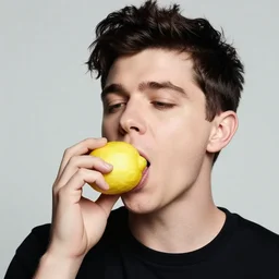 thom yorke sucking on a lemon, by annie leibovitz, photorealistic