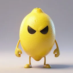 evil lemon character, unreal octane render