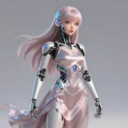 i made the cyborg lady i want to be when humanity grows up and i can bioengineer augmented interfaces. i'm gonna be cute af and badass. pretty flowing silk dress, cyborg lady in a sundress, sparkling augmentations. unreal engine & digital painting, trending on artstation