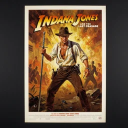 1 9 8 6 poster for indiana jones and the last crusade. oil on canvas. print.