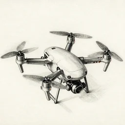 A detailed drawing of a drone in the style of Leonardo Da Vinci