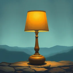 a lamp with a calm, relaxing, rather rough faraway background, artwork