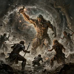 pummelling maelstrom evocation in the days of noah, detailed, intricate, advanced, 8 k resolution