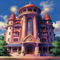 vivid 80s anime indonesian architecture by hayao miyazaki, beautiful, gorgeous, dramatic lighting, rule of thirds, perfect composition, trending on ArtStation, 8k