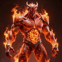 a highly detailed muscular scary full body demon wearing a glowing iron suit by alex gray, android jones, karol bak, ayami kojima, artgerm, concept art, dragon skin, hell fire, fire amber, glowing eyes, smirking angry expression, 3 d, octane render, 8 k, unreal engine