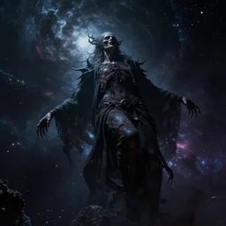 dark god dying in space, erdritch horror, lovecraft horror, cosmic, unreal engine 5, extremely detailed, ultra realistic