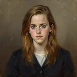 emma watson as a munter, oil painting