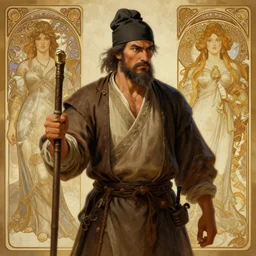 12th century Chinese farmer, highly detailed, digital painting, cgsociety, concept art, sharp focus, illustration, art by artgerm and greg rutkowski and alphonse mucha