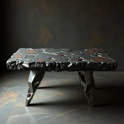 a distorted table with a rough, metal - like texture, with extra legs and with a very dark and aggressive background with it, best artwork of 2 0 1 9
