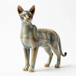porcelain figurine sphynx cat, high detail photograph, full body, isolated on a pure white background, centered, entire subject in frame, sharp focus, soft studio lighting