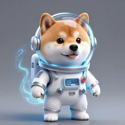 realistic anthropomorphic shiba inu, in space suit and glass helmet, science fiction, glowing electric aura, by donato giancola and greg rutkowski and wayne barlow and zdzisław beksinski, realistic face, visible face, digital art, artstation, symmetry