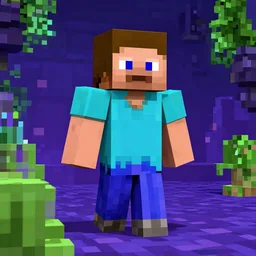minecraft steve in synthwave style