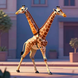 a half robot jiraffe walking on the street, vibrant lighting, elegant, highly detailed, smooth, sharp focus, illustration, beautiful, geometric, trending on artstation, full body, cinematic, artwork by borovikovsky