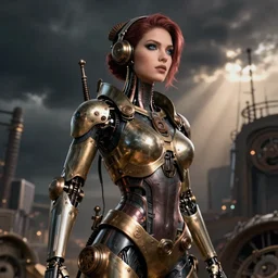 image of beautyful female android steampunk by jack kirby,