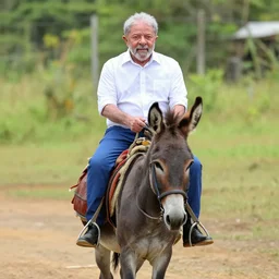 lula da silva riding a donkey