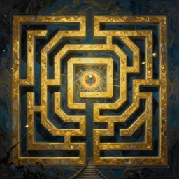 beautiful painting of labyrinth by Wlop, in style of Elden Ring, fantasy matte painting, golden ratio, trending on cgsociety, dramatic lighting, trending on artstation, highly detailed, vibrant