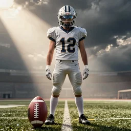 Football posing with a football