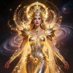 portrait of the powerful queen of the solar system in the style of donato giancola and in the style of michael whelan. glowing, ornate and intricate, stunning, dynamic lighting, intricate and detailed.