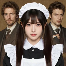 maid! cosplay, symmetric beautiful face, orientalism portrait of a cute young woman with twin tails by Edwin Longsden Long and Theodore Ralli and Nasreddine Dinet and Adam Styk masterful intricate artwork