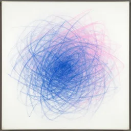1 9 8 1 de kooning thin scribble on white canvas, blue and pink shift, sketch, drawn by yves tanguy, oil on canvas, thick impasto