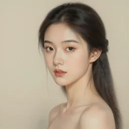 portrait of a beautiful asian girl, art by ruan jia