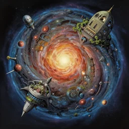 a dying universe. establishing shot, concept art, intricate details, in the style of ghibli