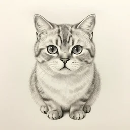 a pencil drawing of cute cat, pitiful expression, piercing eyes, 8 k, full body