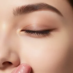 close up photo of half cosed female eye licked with tongue, 4 k, high quality, perfect details, sharp, photo of a year winner