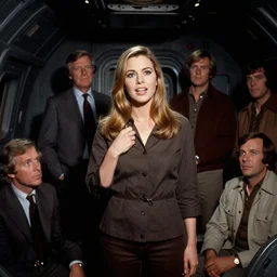 portrait of Mila Kunis sbeaking around the inside of a claustrophobic dark space ship, 1970s, Ludek Pesek, Rick Guidice, Chesley Bonestell, Lucien Rudaux, Rolf Klep, Fred Freeman, George Pal