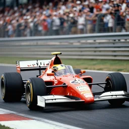 Michael Schumacher leading the race, 1980 style photography