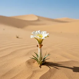 beautiful flower grows in the desert alone
