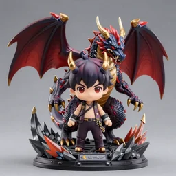 giant demon dragon!!! nendoroid!!! figurine, studio lighting, grey background, no shadow, trending on artstation, 4 k, highly detailed!!!