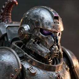 hyper realistic portrait of warhammer android head, cinematic, chaos marine, nurgle, artstation, cgsociety, full head and shoulders, greg rutkowski, james gurney, mignola, craig mullins, brom