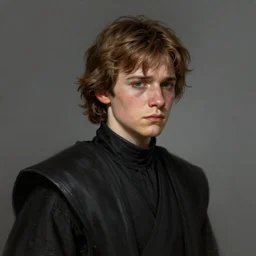 star wars portrait of a young man by greg rutkowski, jacen solo, he is about 2 0 years old, very sad and relucant expression, wearing black robes, highly detailed portrait, scifi, digital painting, artstation, concept art, smooth, sharp foccus ilustration, artstation hq.