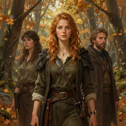 exploring the autumnal forest, d & d, fantasy, portrait, highly detailed, digital painting, trending on artstation, concept art, sharp focus, illustration, art by artgerm and greg rutkowski and magali villeneuve