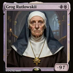 an old nun, bishop, symmetric face, hyperrealism, epic fantasy digital art, fantasy style art, by Greg Rutkowski, fantasy magic the gathering card art style