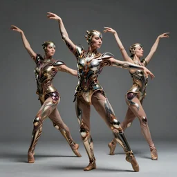 dance costumes in the style of Iris Van harpen ,hyperrealistic,organic, futuristic,metallic,ultra detailed